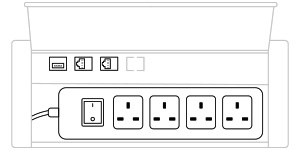 mediabox M04 UK (4x230V, 2xRJ45, 1xUSB A-A) x 2, aluminium