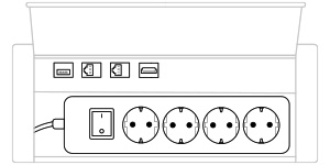 mediabox M04H Schuko (4x230V, 2xRJ45, 1xUSB A-A, 1xHDMI) x 1, aluminium