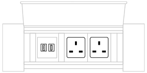 Mediabox M06H UK (2x230V, 1xUSB A, 1xHDMI) x 1