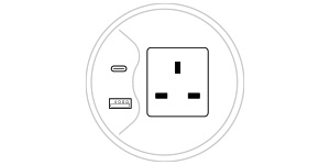 Mediabox M071 UK (1x230V, 1xUSB A caricatore, 1xUSB C) x 4