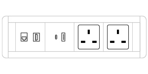 Mediabox M11 UK (2x230V + USB A charger/USB C charger + HDMI/RJ45) x 2