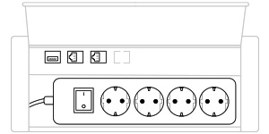 mediaport M14 Schuko (4x230V, 2xRJ45, 1xUSB A-A) x 1, plastic