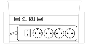 mediabox M14H Schuko (4x230V, 2xRJ45, 1xUSB A-A, 1xHDMI) x 1, plastic