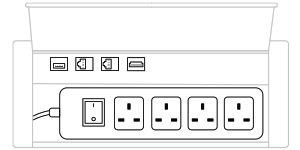 mediaport M14H UK (4x230V, 2xRJ45, 1xUSB A-A, 1xHDMI) x 1, plastic