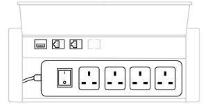 mediaport M14 UK (4x230V, 2xRJ45, 1xUSB A-A) x 2, plastic