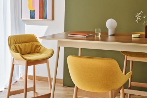 Baltic Soft Duo - taburete alto silla con base de madera